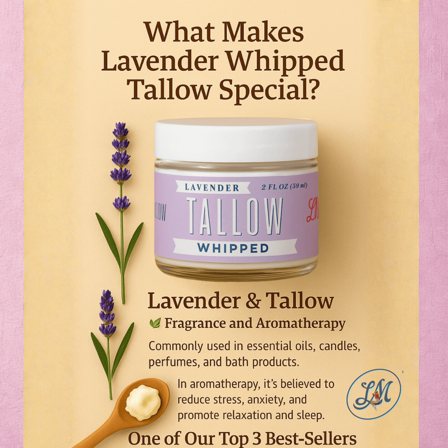 Whipped Tallow Trio - 9oz - Lavender, Vanilla, Eucalyptus Premium Quality All Natural Gift Box by The Lady May