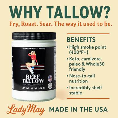 Premium Beef Tallow – 22oz Cooking Fat for Frying, Roasting & Searing
