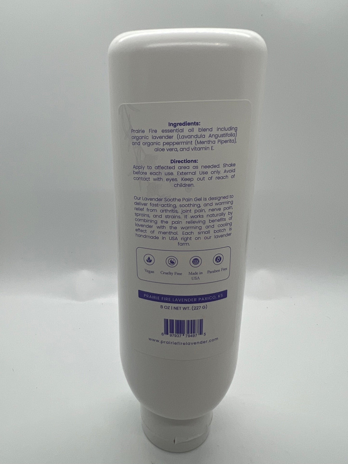 Lavender & Menthol Soothe Pain Gel - 8 oz. (Prairie Fire Lavender Farm Richter's)
