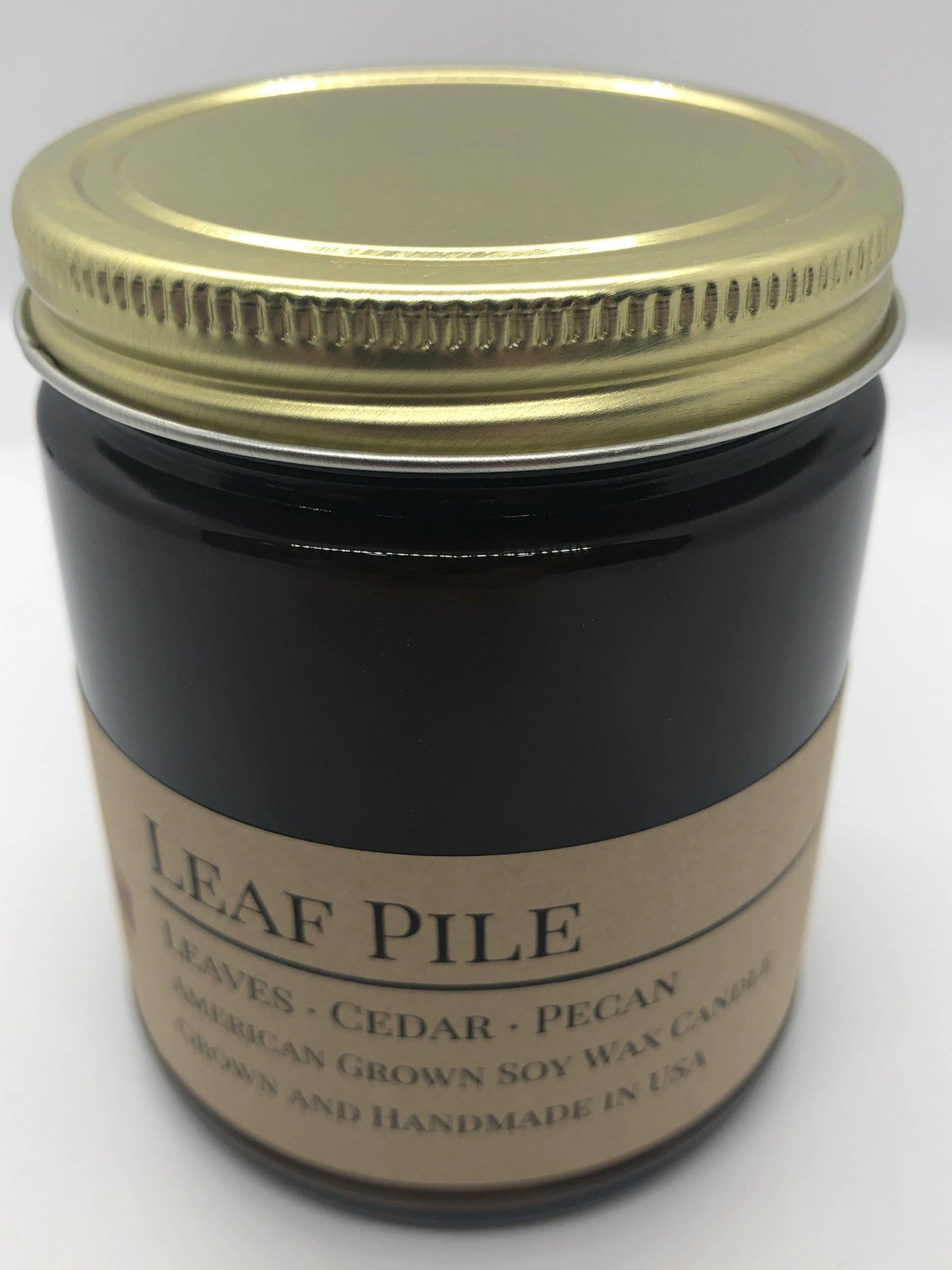 Leaf Pile Soy Wax Candle | 9 oz Amber Apothecary Jar