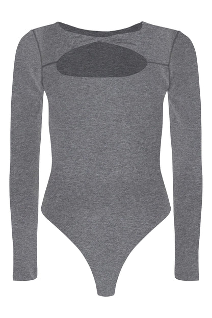 Whitney Cotton Long Sleeve Cutout Twist Bodysuit