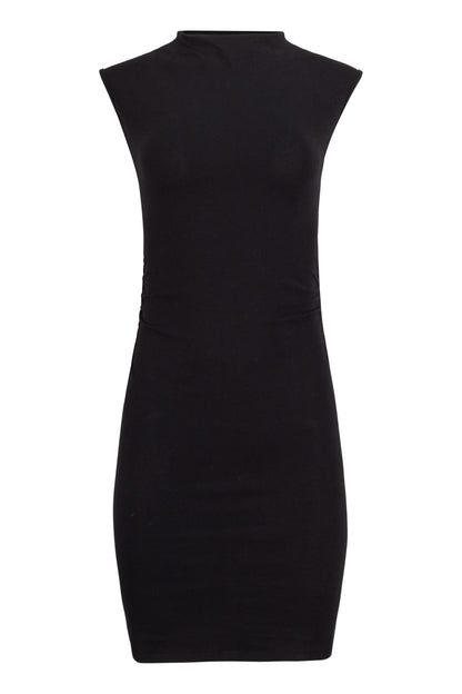 Kara Cotton Mock Neck Ruched Mini Dress