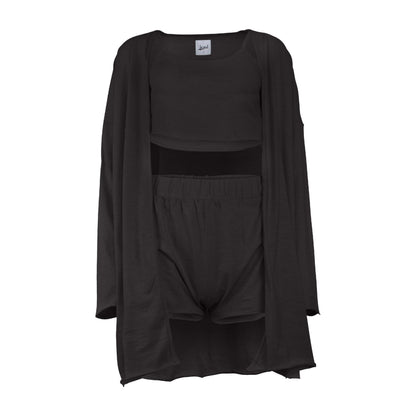 Kora Cotton 3-Piece Lounge Set - Black