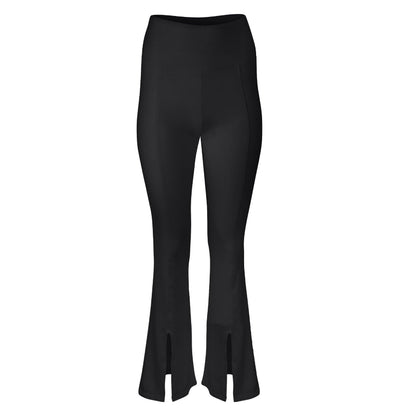 Dana Cotton Split Front Hem Pant - Black