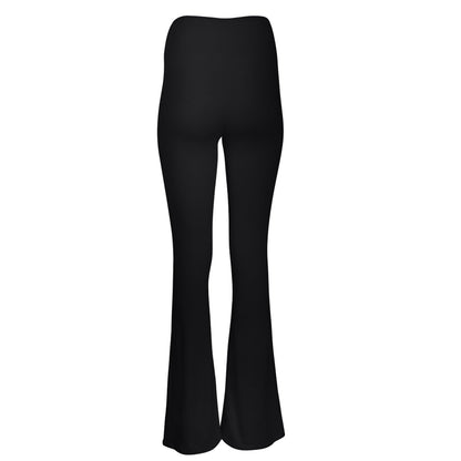 Dana Cotton Split Front Hem Pant - Black