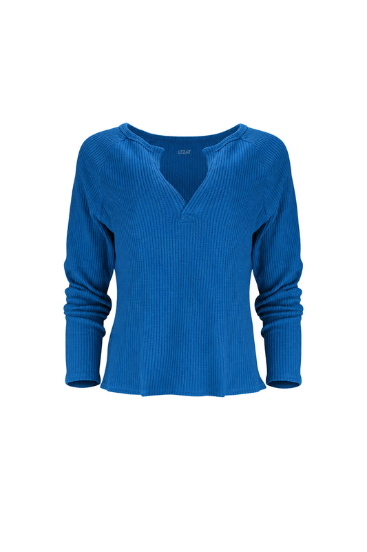 Jules Waffle Knit Organic Cotton V-Neck Pullover