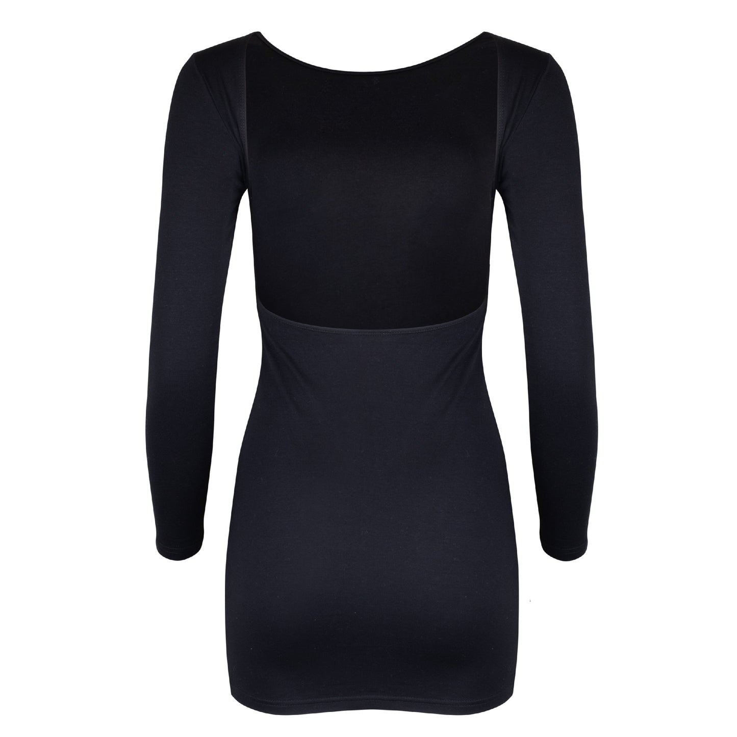 Jenna Long Sleeve Open Back Cotton Mini Dress - Black