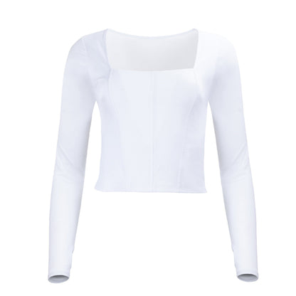 Hailey Mesh and Cotton Long Sleeve Top - Blanc