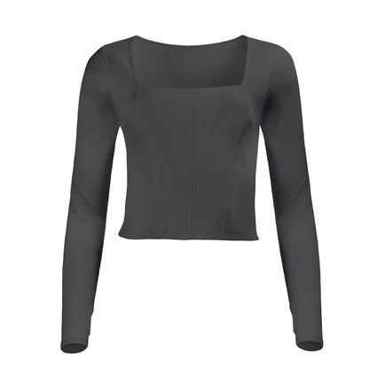 Hailey Mesh and Cotton Long Sleeve Top - Nero