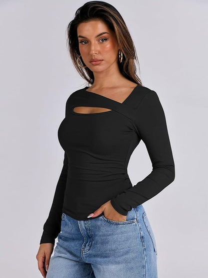 Paige Cotton Long Sleeve Cutout Top