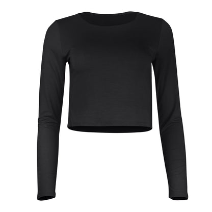 Runa Modal Long Sleeve Cropped Top - Black