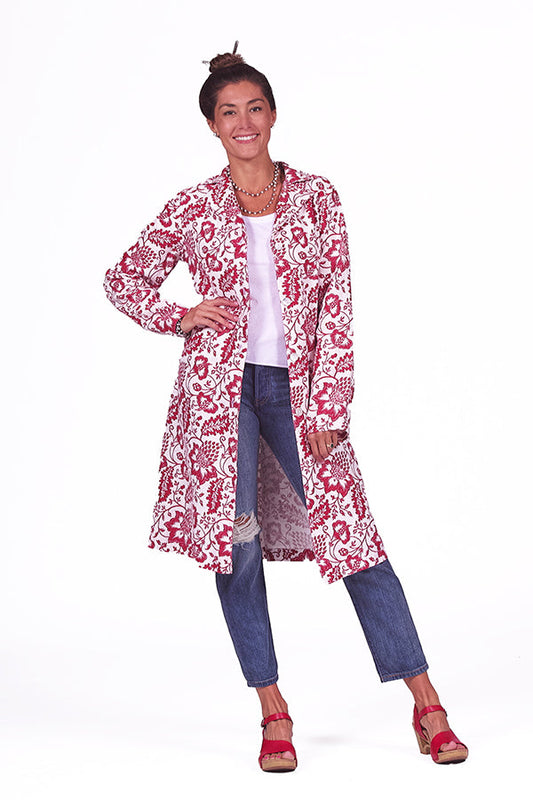 floral print linen overcoat - Homeland Harvest