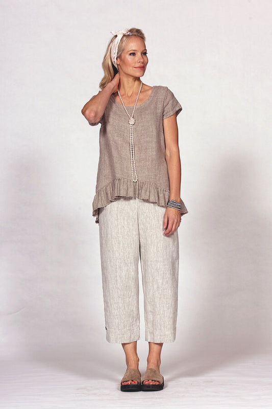 linen and cotton crop pant - Homeland Harvest