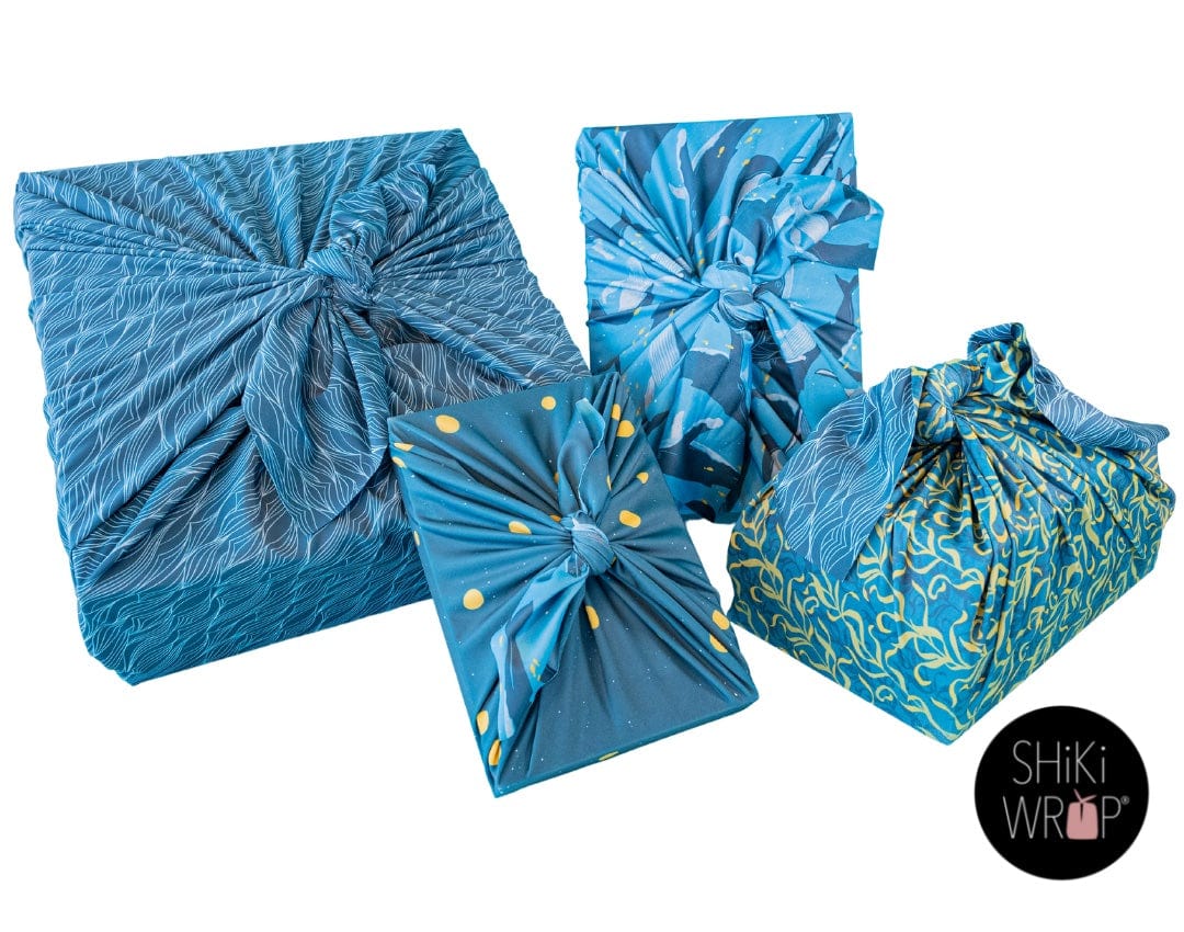 Assorted Set of 5 Reusable Cloth Furoshiki Gift Wrap | Ocean Collection - Homeland Harvest