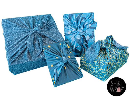 Assorted Set of 5 Reusable Cloth Furoshiki Gift Wrap | Ocean Collection - Homeland Harvest