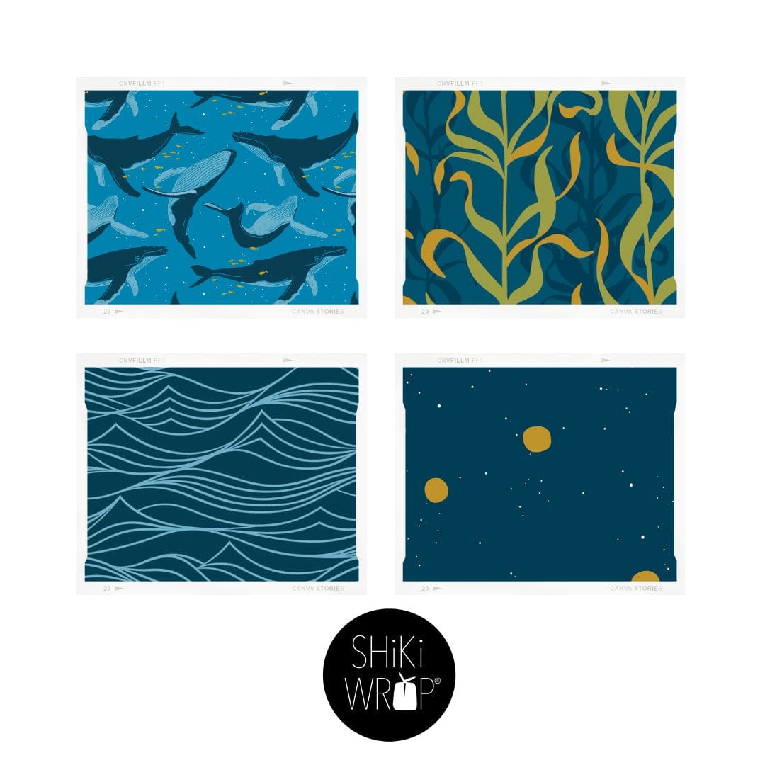 Assorted Set of 5 Reusable Cloth Furoshiki Gift Wrap | Ocean Collection - Homeland Harvest