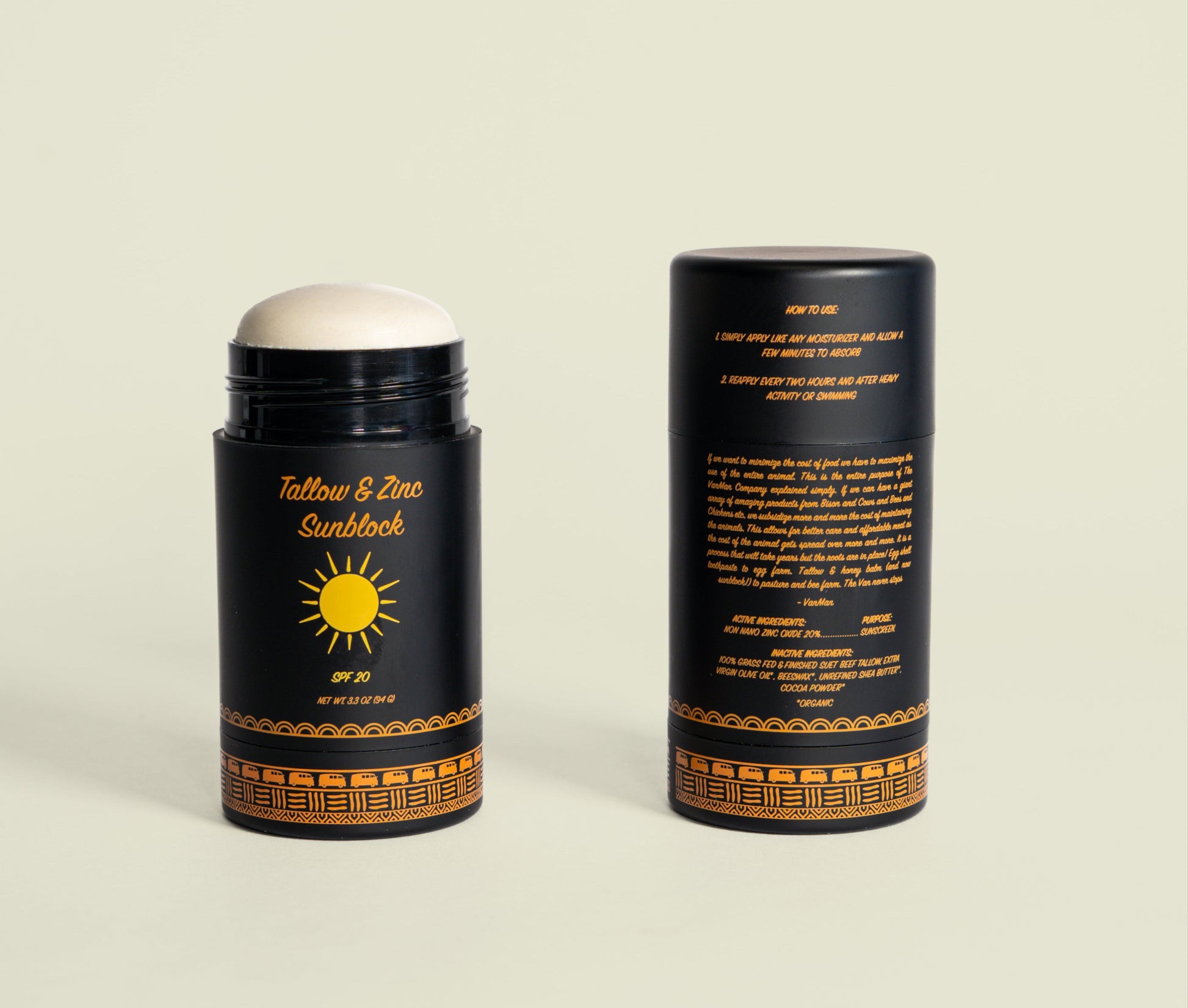 VanMan’s Tallow & Zinc SunBlock - 2 oz - Homeland Harvest