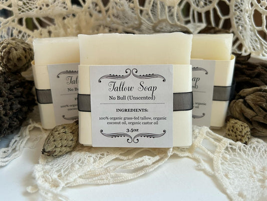 Tallow Soap-No Bull (Unscented) - Homeland Harvest