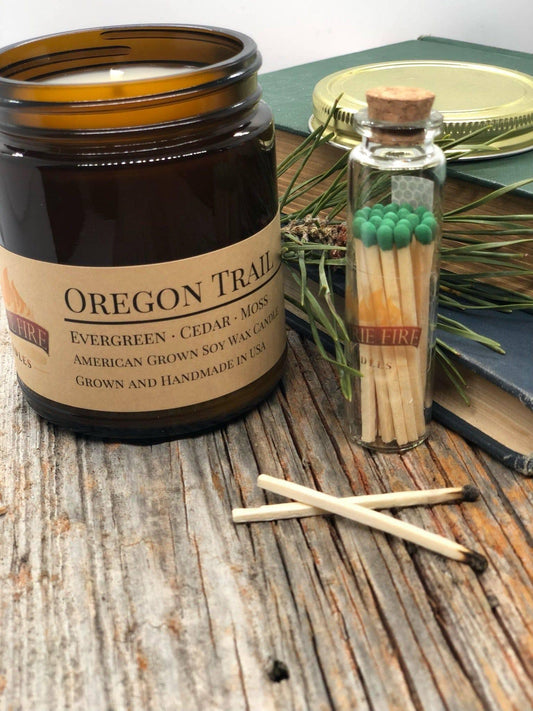 Oregon Trail Soy Wax Candle | 9 oz Amber Apothecary Jar