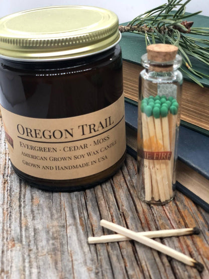 Oregon Trail Soy Wax Candle | 9 oz Amber Apothecary Jar