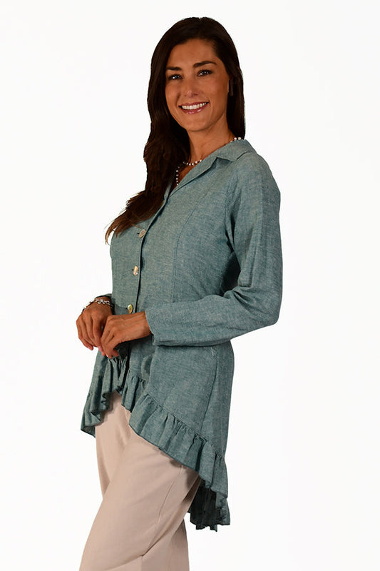 hemp and organic cotton ruffle jacket - Homeland Harvest