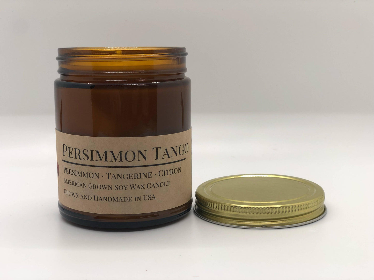 Persimmon Tango Soy Wax Candle | 9 oz Amber Apothecary Jar