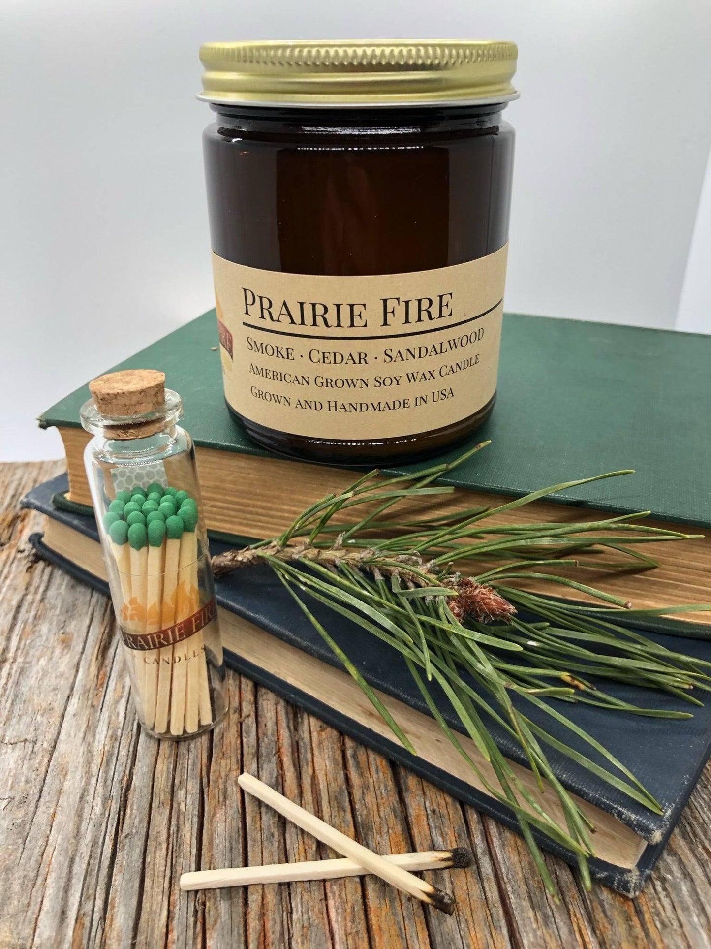 Prairie Fire Soy Wax Candle | 9 oz Amber Apothecary Jar