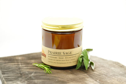 Prairie Sage Soy Wax Candle | 16 oz Double Wick Amber Apothecary Jar