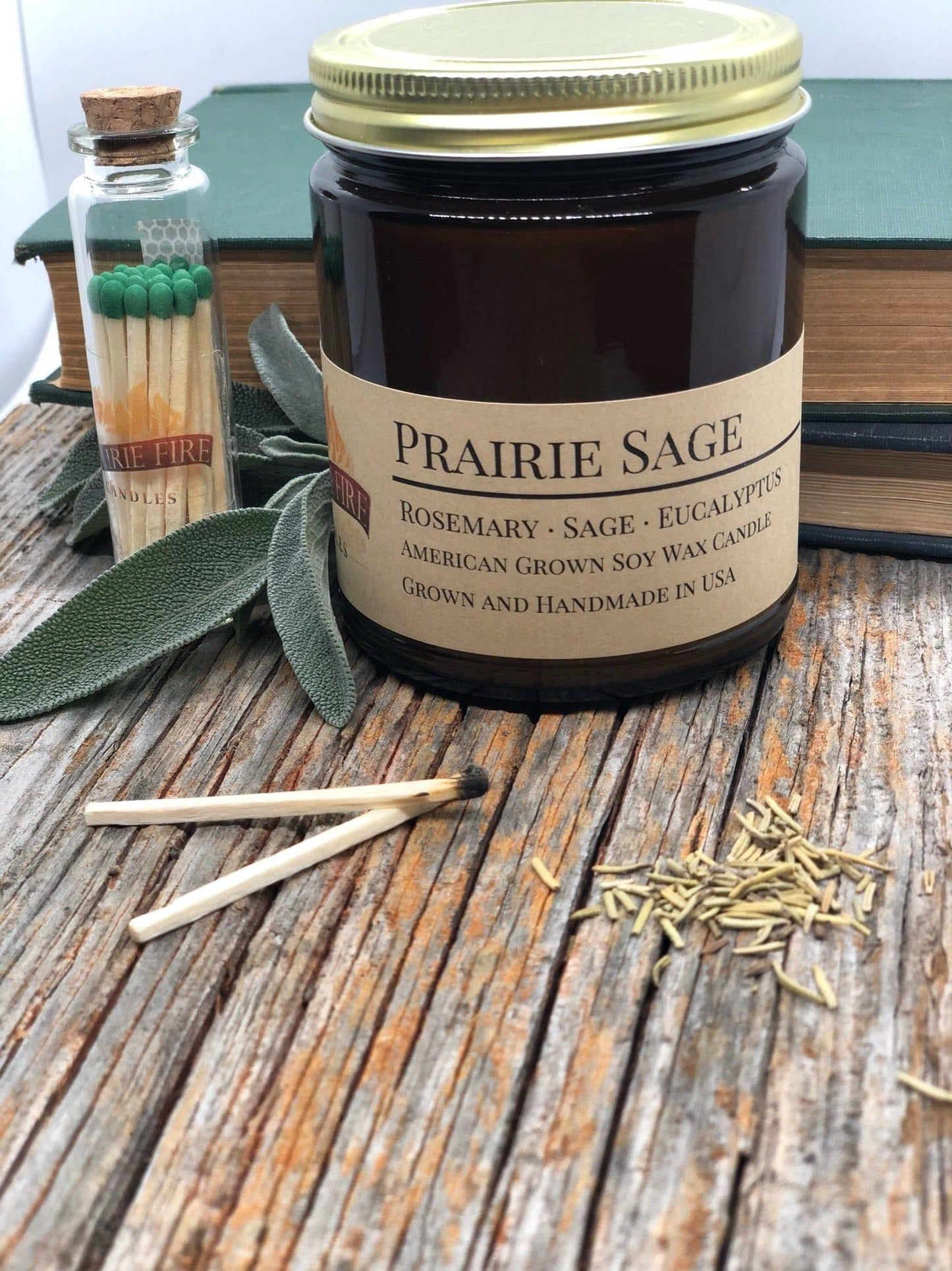 Prairie Sage Soy Wax Candle | 9 oz Amber Apothecary Jar