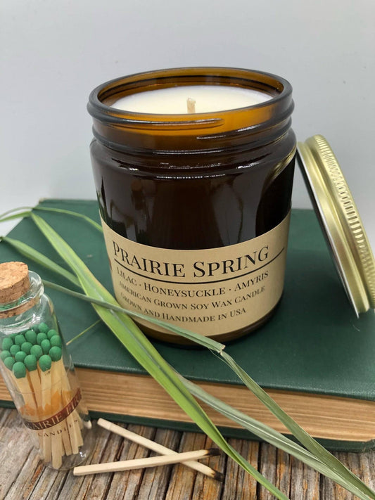 Prairie Spring Soy Wax Candle | 9 oz Amber Apothecary Jar