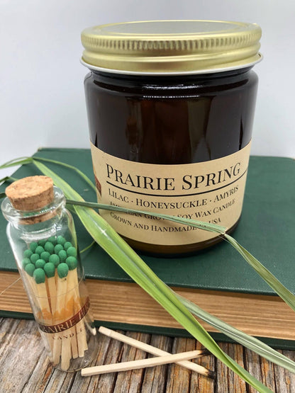 Prairie Spring Soy Wax Candle | 9 oz Amber Apothecary Jar