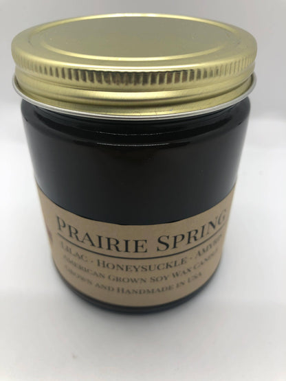 Prairie Spring Soy Wax Candle | 9 oz Amber Apothecary Jar