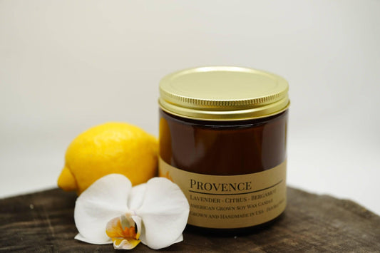Provence (Lavender) Soy Wax Candle | 16 oz Double Wick Amber Apothecary Jar