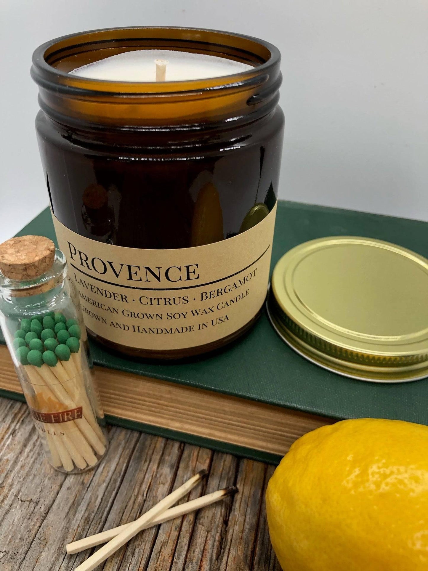Provence (Lavender) Soy Wax Candle | 9 oz Amber Apothecary Jar