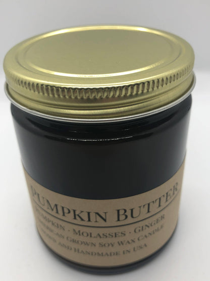 Pumpkin Butter Soy Wax Candle | 9 oz Amber Apothecary Jar