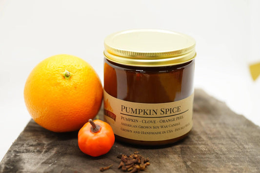 Pumpkin Spice Soy Wax Candle | 16 oz Double Wick Amber Apothecary Jar