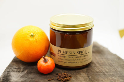 Pumpkin Spice Soy Wax Candle | 16 oz Double Wick Amber Apothecary Jar