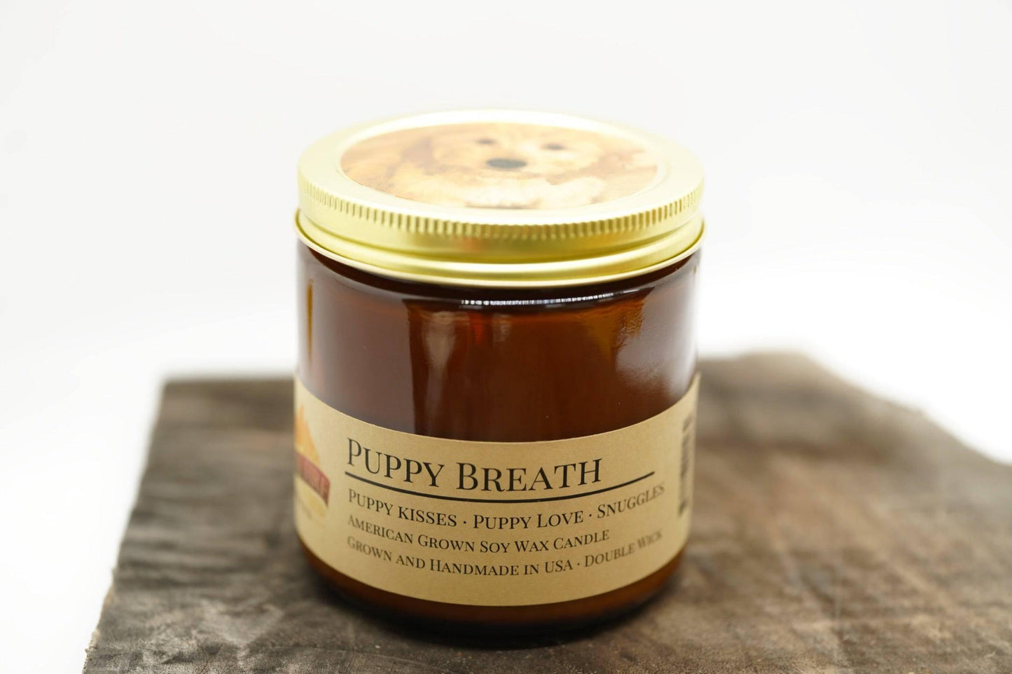 Puppy Breath Soy Wax Candle | 16 oz Double Wick Amber Apothecary Jar
