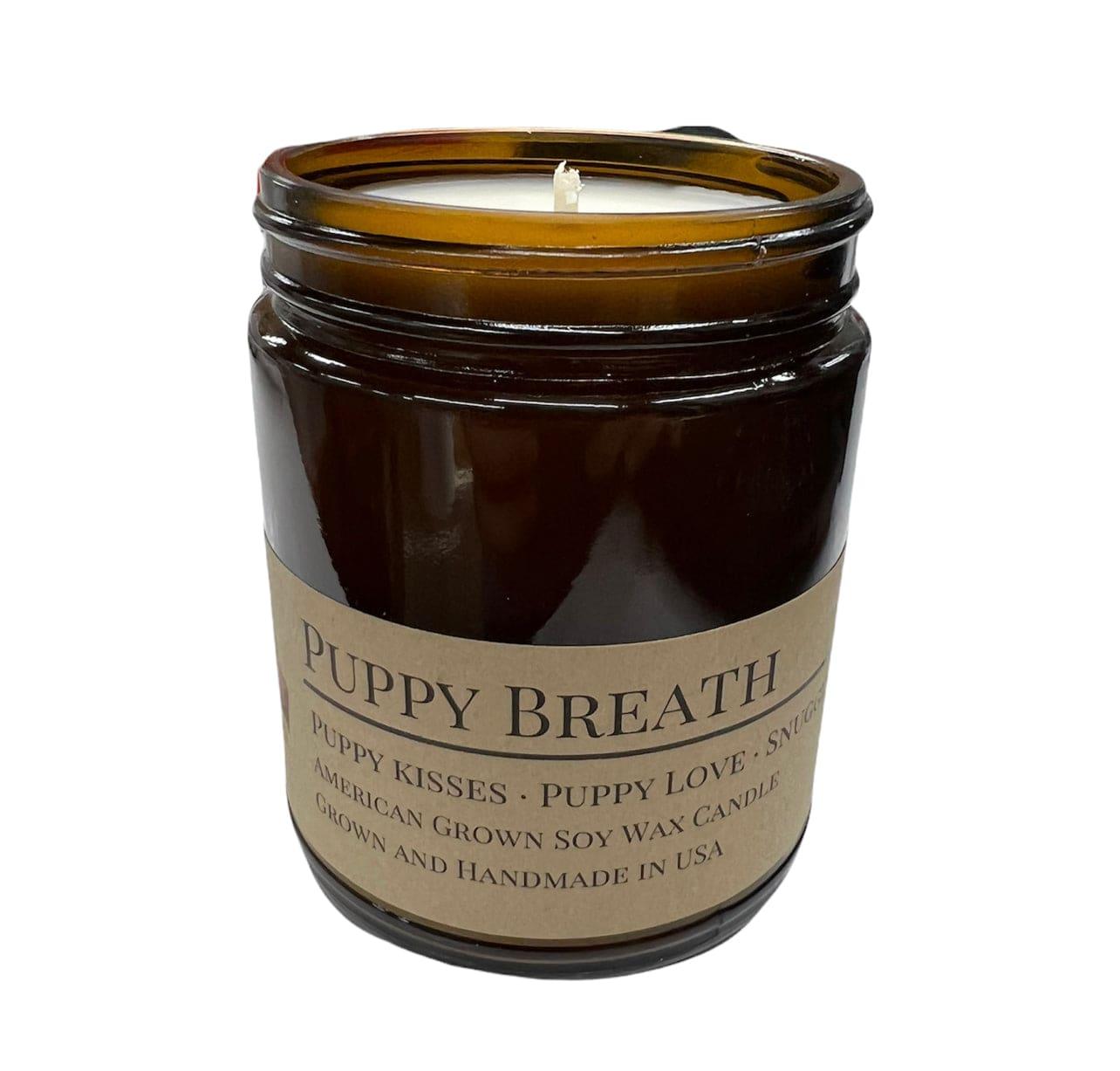 Puppy Breath Soy Wax Candle | 9 oz Amber Apothecary Jar