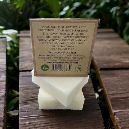 Grass Fed Beef Tallow Soap Bar (3 Pack) – Fragrance Free, Natural & Organic – Moisturizes & Soothes Face, Body & Hair – Handcrafted, Ideal for Sensitive & Dry Skin