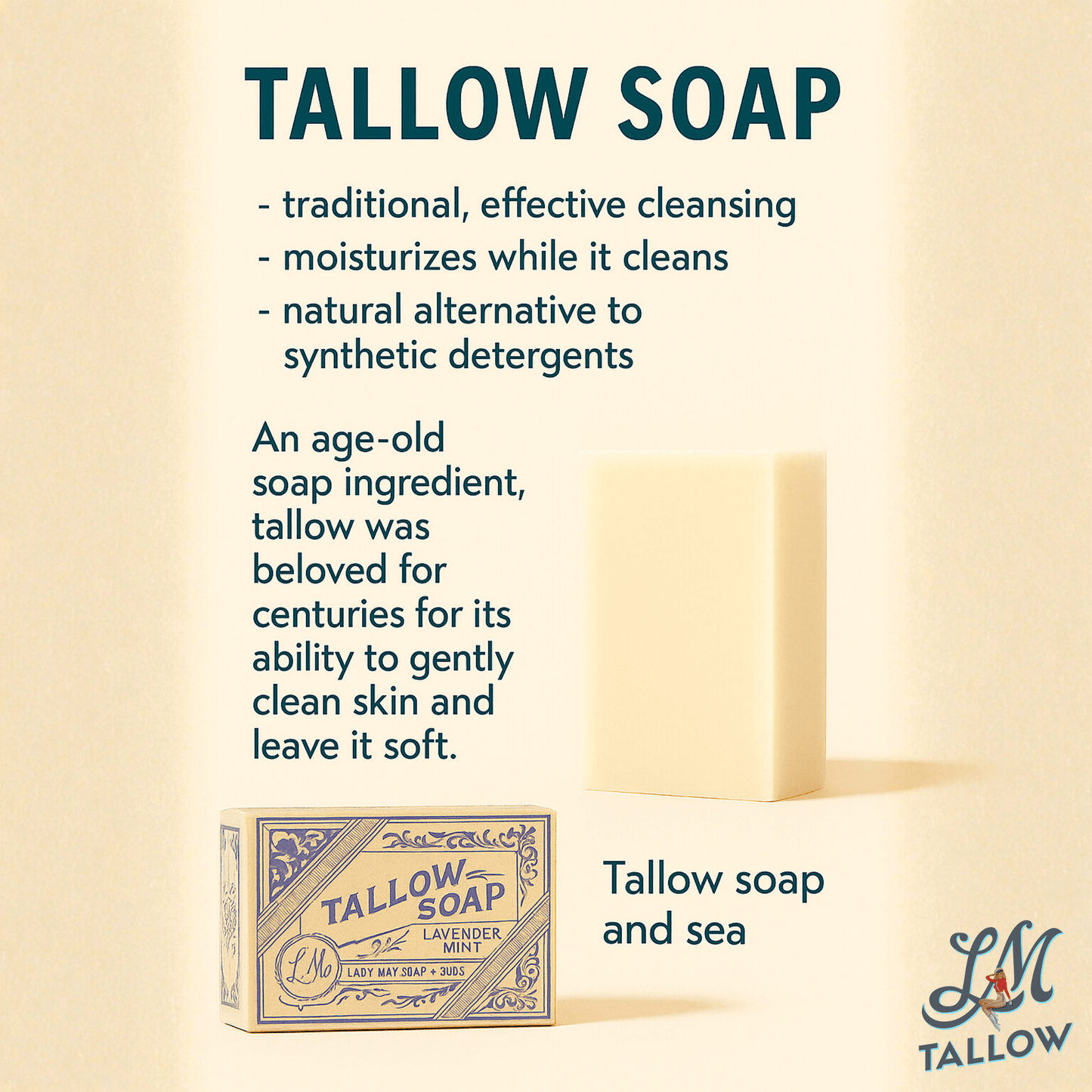 All-Natural DeluxeTallow Skin care and Candle Set Premium Quality All Natural Gift Box by The Lady May