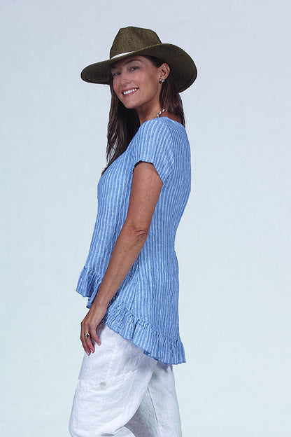 ruffle top in crinkle linen - Homeland Harvest