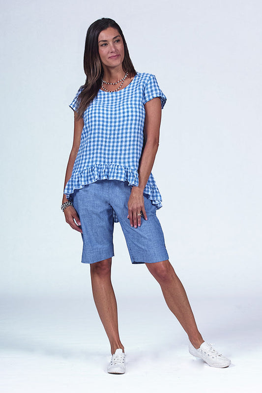 ruffle top in crinkle linen - Homeland Harvest