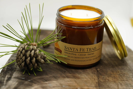 Santa Fe Trail Soy Wax Candle | 16 oz Double Wick Amber Apothecary Jar