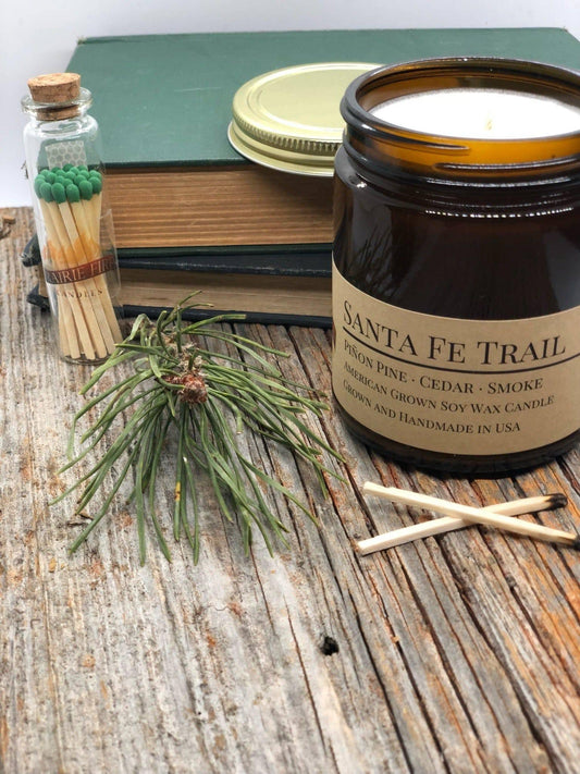 Santa Fe Trail Soy Wax Candle | 9 oz Amber Apothecary Jar