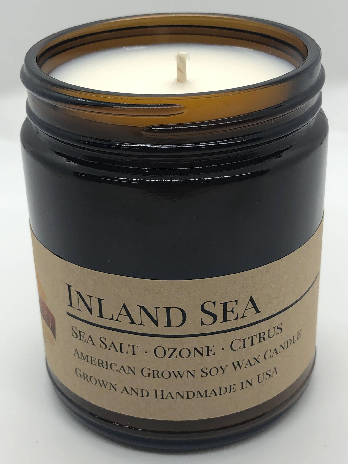 Inland Sea Soy Wax Candle | 9 oz Amber Apothecary Jar