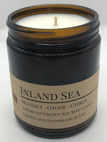 Inland Sea Soy Wax Candle | 9 oz Amber Apothecary Jar