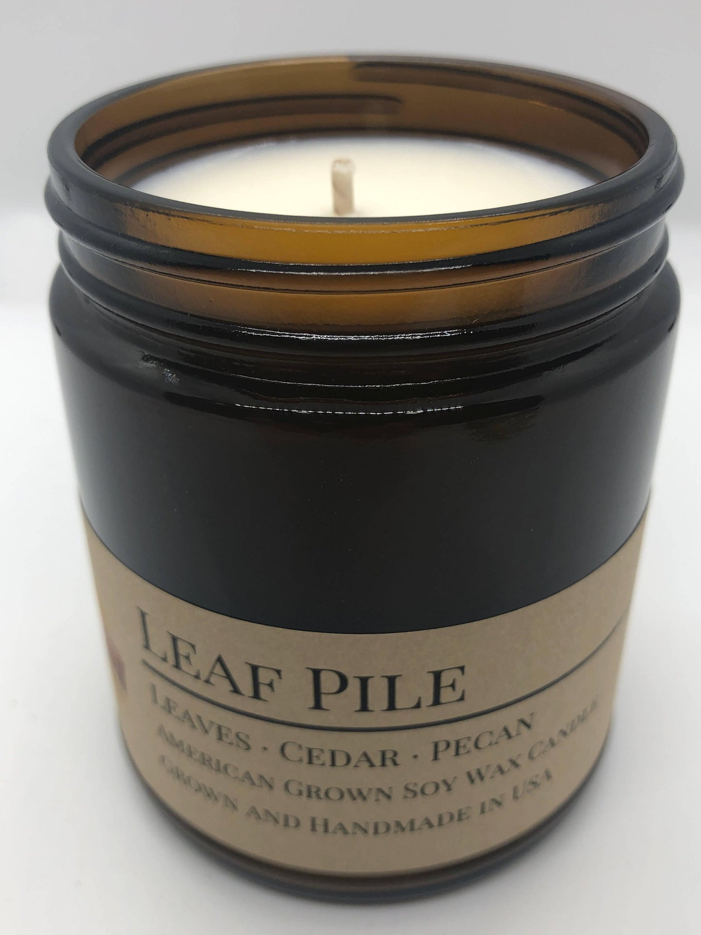 Leaf Pile Soy Wax Candle | 9 oz Amber Apothecary Jar