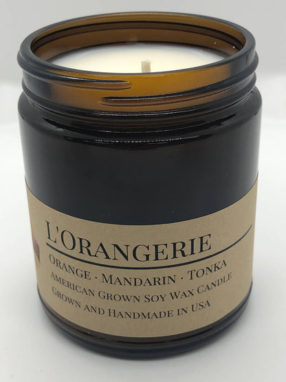L'Orangerie Soy Wax Candle | 9 oz Amber Apothecary Jar