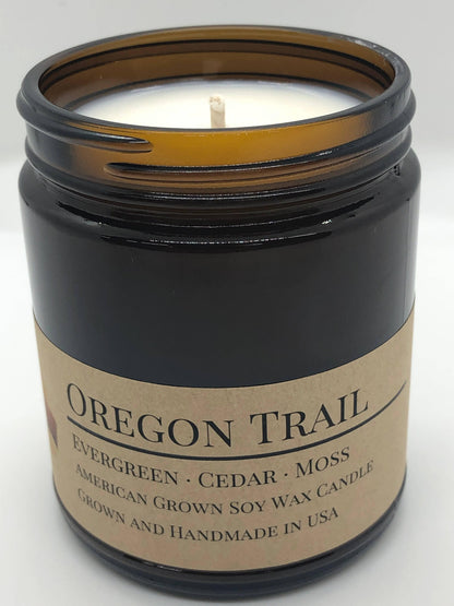 Oregon Trail Soy Wax Candle | 9 oz Amber Apothecary Jar